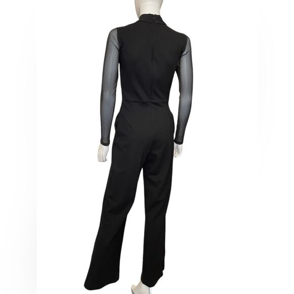New ~  JULIA JORDAN ~ Long Sleeve Mesh Insert Jumpsuit 2 HOLIDAYS - Picture 3 of 7